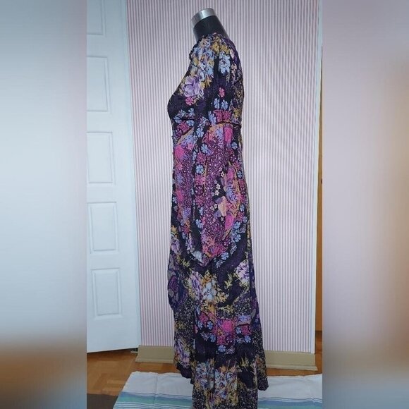 Free People Marais Floral Maxi Tunic Dress Size XS Witchy Boho Fall Festival - Picture 4 of 10